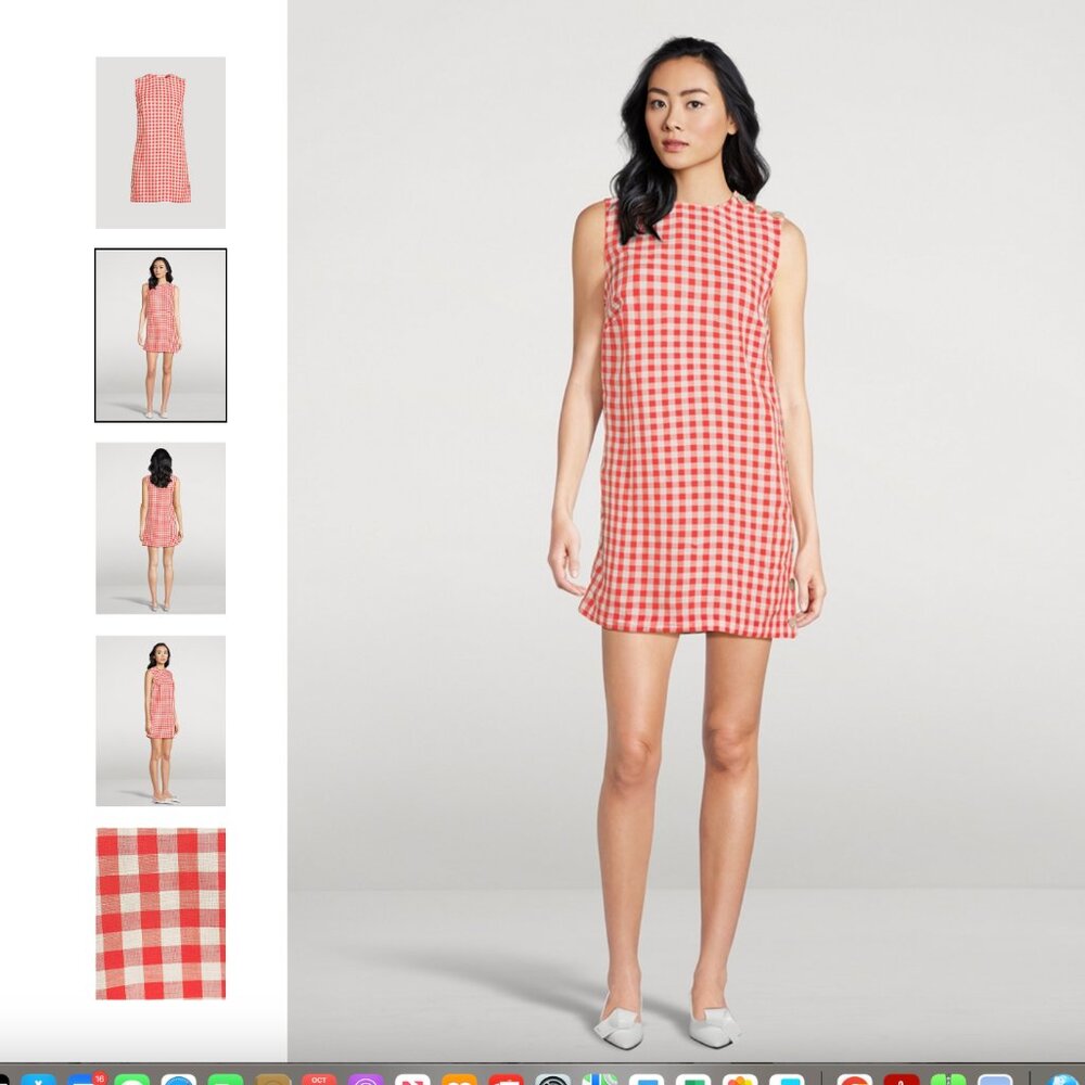 Coralie Shift Dress In Gingham Print Size 6 NWT